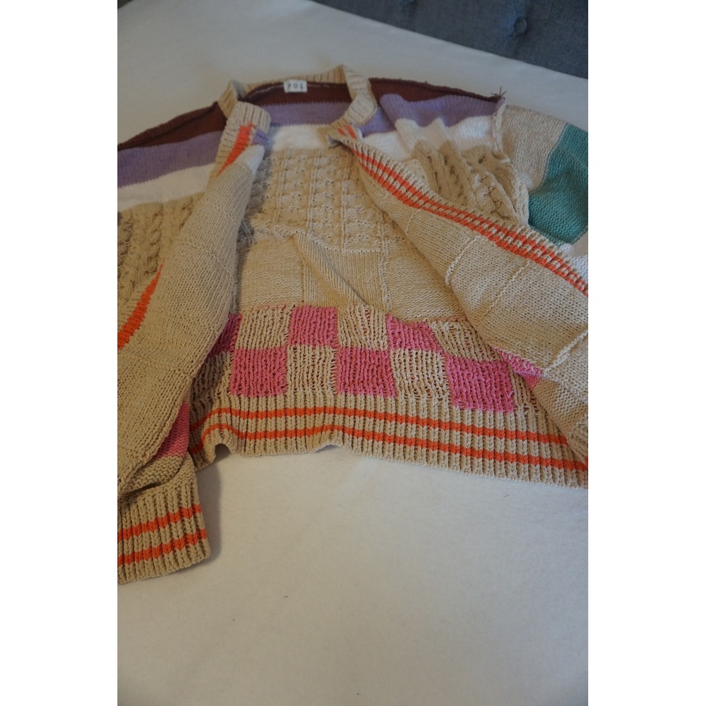 POL Patchwork Granny Square Crochet Cardigan Sweater Womens Medium YST336 Multi - Picture 6 of 12